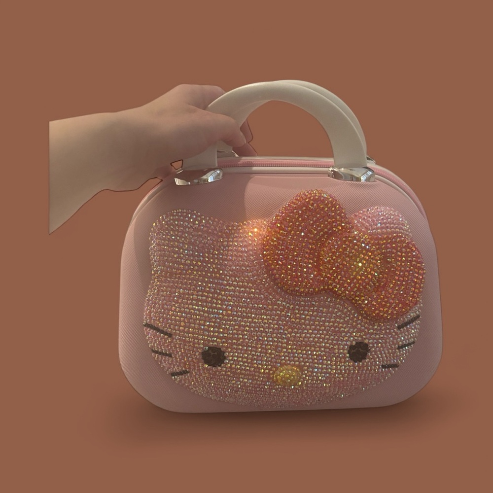 NEW Hello Kitty BLING Travel Cosmetic Case Box Beauty Makeup Case Bag Organizer
